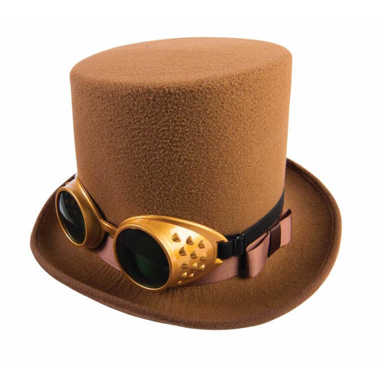 Steampunk Hat With Goggles-Brown