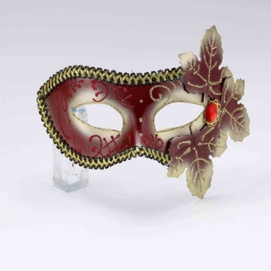 Venetian Mask With Leaves Red