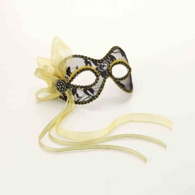 Lace Venetian Mask Black &amp; Gold