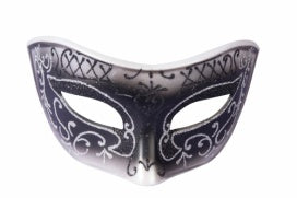 Eye Mask With Ribbon Black &amp; Silver