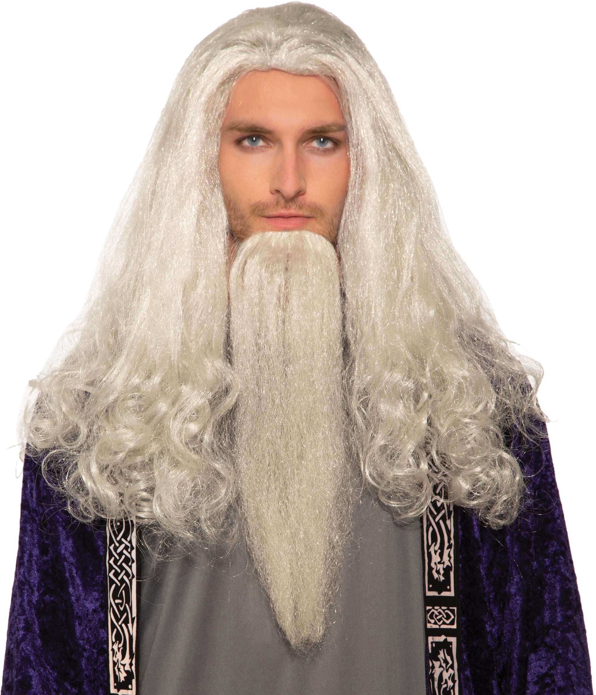 Wise Wizard Wig/Beard Set White