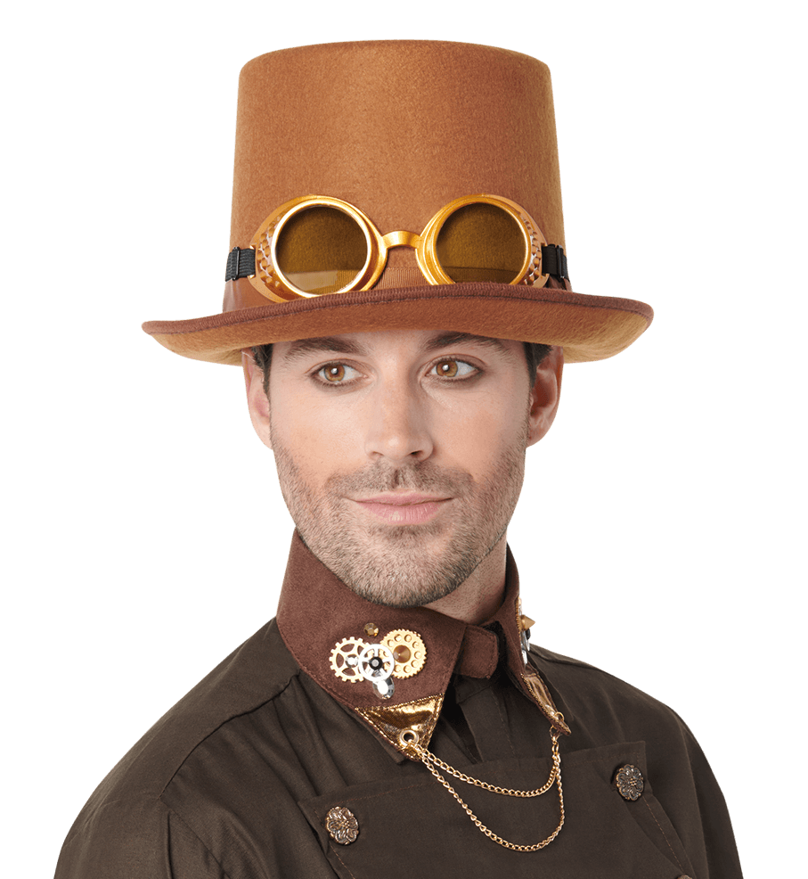 Steampunk Hat With Goggles-Brown